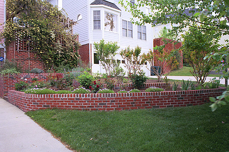 A brick two-tier garden